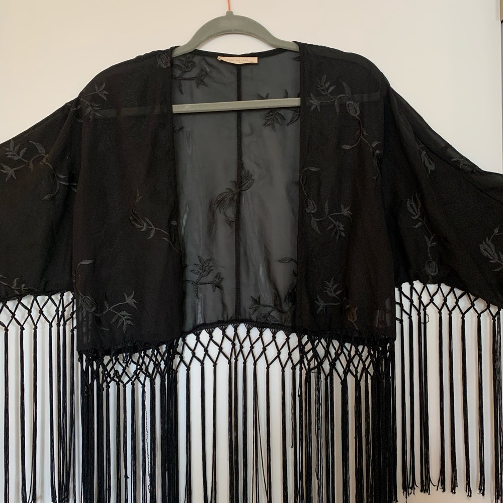 Fringe Kimono Duster Jacket
